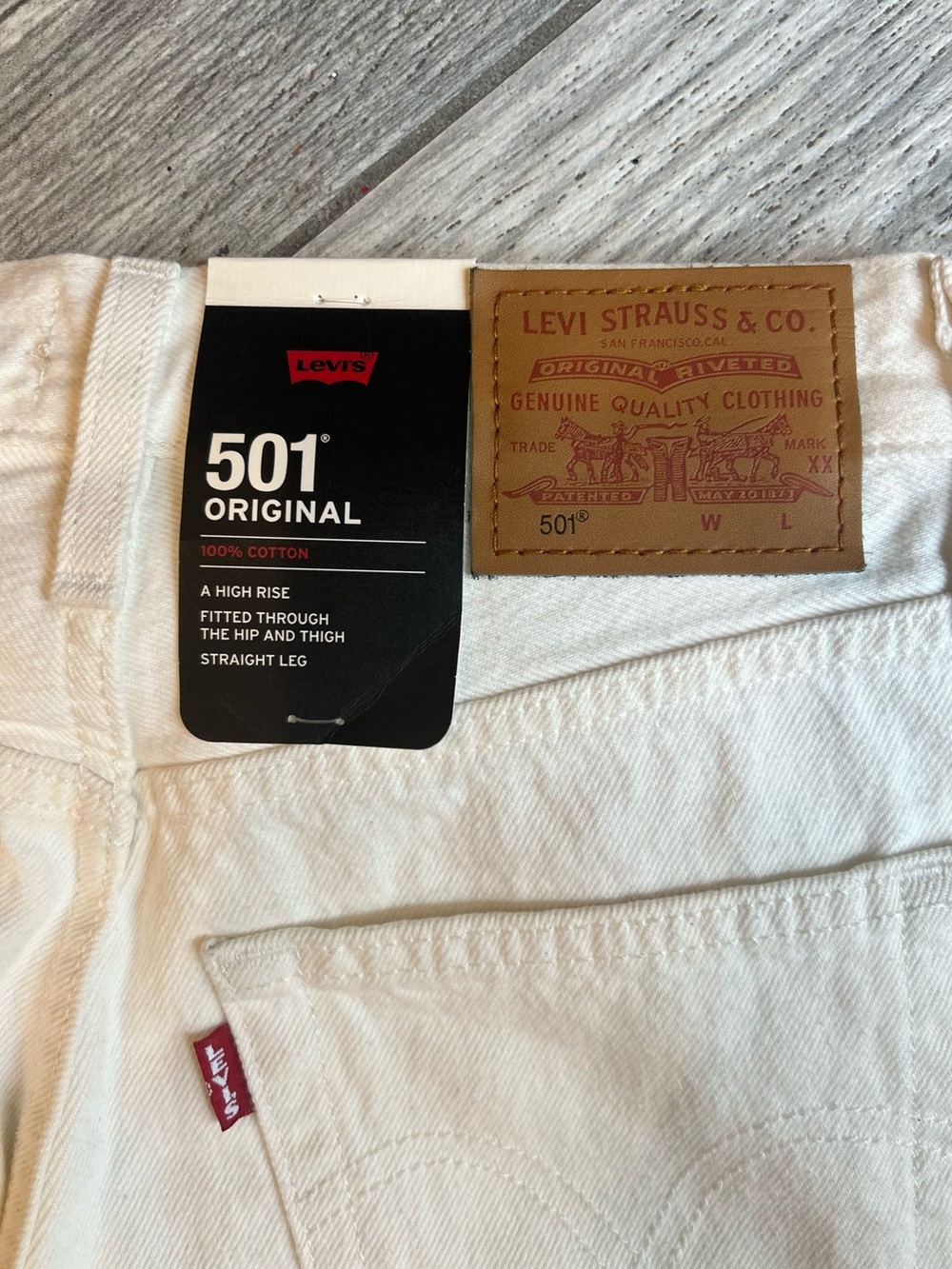 NWT Levi’s 501 Original Straight Leg Jeans, Women’s Size 0, W23 L30, Off White - Picture 6 of 13